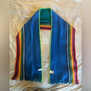 Paul Smith Green Blue Reversible Rainbow Stripe Scarf
